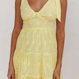 Ardent Tied Shoulder Mini Dress Lemon
