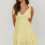 Ardent Tied Shoulder Mini Dress Lemon