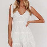 Ardent Tied Shoulder Mini Dress White