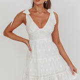 Ardent Tied Shoulder Mini Dress White