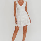 Ardent Tied Shoulder Mini Dress White