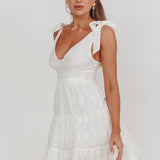 Ardent Tied Shoulder Mini Dress White