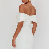 Sweet Caroline Off-Shoulder Bow Mini Dress White