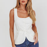 Ocean Waves Square Neck Top White