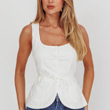 Ocean Waves Square Neck Top White