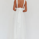 Sammi Ruched Waist Tied Back Maxi Dress White