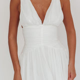 Sammi Ruched Waist Tied Back Maxi Dress White