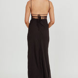 These Days Backless Lace Waist Maxi Dress Black