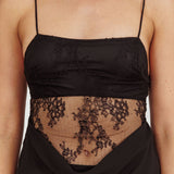 These Days Backless Lace Waist Maxi Dress Black