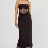 These Days Backless Lace Waist Maxi Dress Black