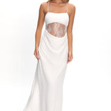 These Days Backless Lace Waist Maxi Dress White