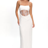 These Days Backless Lace Waist Maxi Dress White