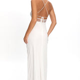 These Days Backless Lace Waist Maxi Dress White