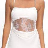 These Days Backless Lace Waist Maxi Dress White