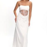 These Days Backless Lace Waist Maxi Dress White