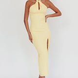 Oracle Halterneck Midi Dress Lemon