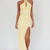 Oracle Halterneck Midi Dress Lemon