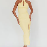 Oracle Halterneck Midi Dress Lemon