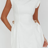 Girl Talks Cap Sleeve Puff Skirt Mini Dress Off White