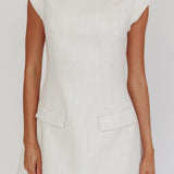 Aristos Cap Sleeve Mini Dress Tweed Cream