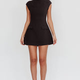 Aristos Cap Sleeve Mini Dress Black