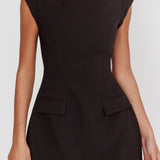 Aristos Cap Sleeve Mini Dress Black