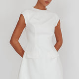 Aristos Cap Sleeve Mini Dress Off White