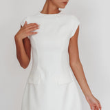 Aristos Cap Sleeve Mini Dress Off White
