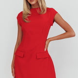Aristos Cap Sleeve Mini Dress Red