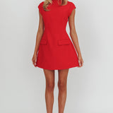 Aristos Cap Sleeve Mini Dress Red
