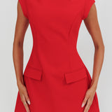 Aristos Cap Sleeve Mini Dress Red