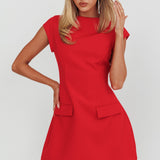 Aristos Cap Sleeve Mini Dress Red