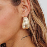 Laureen Ribbed Hoop Earrings Gold
