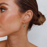 April Diamante Drop Hoop Earrings Teal