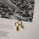 April Diamante Drop Hoop Earrings Teal