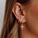 Graduation Diamante Hoop Earrings Gold