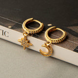 Midnight Drop Diamante Hoop Earrings Gold