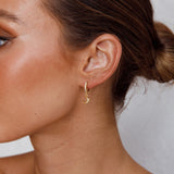 Midnight Drop Diamante Hoop Earrings Gold