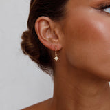 Midnight Drop Diamante Hoop Earrings Gold