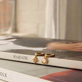 Midnight Drop Diamante Hoop Earrings Gold