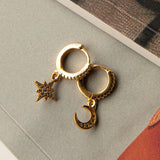 Midnight Drop Diamante Hoop Earrings Gold