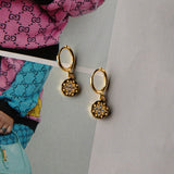 Starry Night Drop Diamante Hoop Earrings Gold