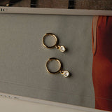 Twelve O'clock Drop Diamante Hoop Earrings Gold