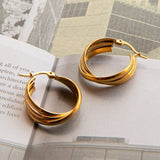 Mona Triple Hoop Earrings Gold