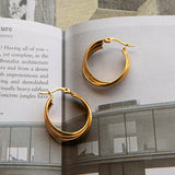 Mona Triple Hoop Earrings Gold