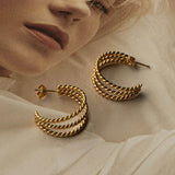 San Francisco Triple Open Hoop Earrings Gold