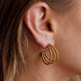 San Francisco Triple Open Hoop Earrings Gold