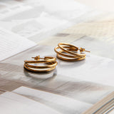 Dominique Triple Open Hoop Earrings Gold