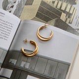 Dominique Triple Open Hoop Earrings Gold