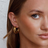 Dominique Triple Open Hoop Earrings Gold